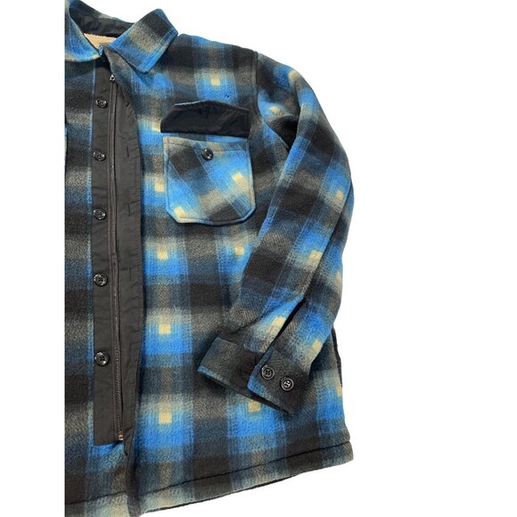 Maxxsel Mens Sherpa-Lined Buffalo Plaid Jacket Blue/Black XL SKU 9337 - Picture 4 of 16